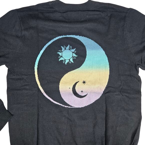 Spiritual Gangster Unisex Yin Yang Parker Sweater Cashmere Blend Vtg Black L NWT - Picture 5 of 13